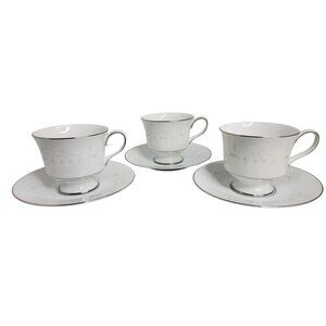 vintage set of 3 sango florence porcelain dinnerware tea cups & saucers